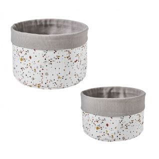 Terrazzo - Lot De 2 Paniers De Rangement Polycoton Blanc Terrazzo