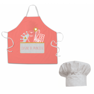 Kids - Lot Tablier De Cuisine Coton Rose 55x55cm + Toque Kids