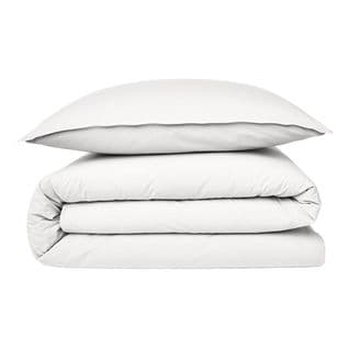 Coton Unis - Housse De Couette En Coton 57 Fils Unie Blanc 200x200cm