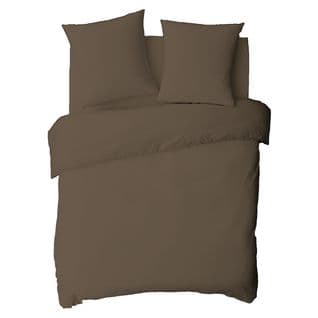 Coton Unis - Housse De Couette En Coton 57 Fils Unie Taupe 240x220cm