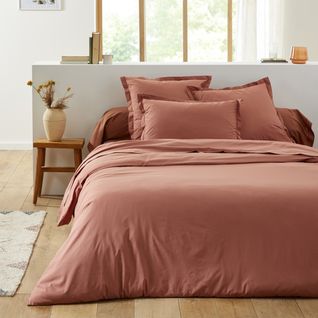 Housse De Couette Unie En Coton Terracotta 240x220