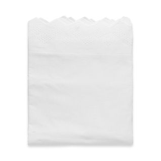 Drap Plat Brodé En Coton Blanc 240x300