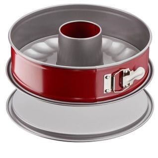 Moule A Savarin Delibake En Acier - Ø 19 Cm - Rouge Et Gris - Avec Charniere