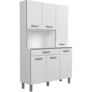 Oslo Buffet De 120 Cm - 1 Tiroir Et 6 Portes - L 120 X P 40 X H 185 Cm - Coloris Blanc