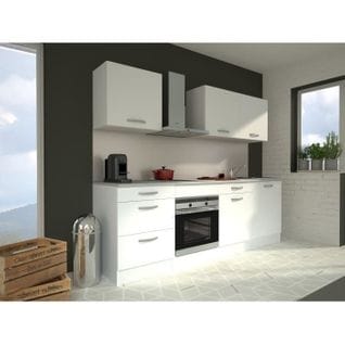 Cuisine Complète Oslo - L 240 Cm - Blanc - Plan De Travail Inclus