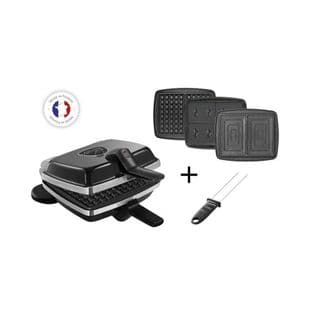 Croque-gaufre-gaufrettes 3 Plaques 1000w Noir - 039624