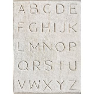 Tapis Enfants Lavable En Coton Motif Alphabet Relief Naturel 100x150 - Kids Abc