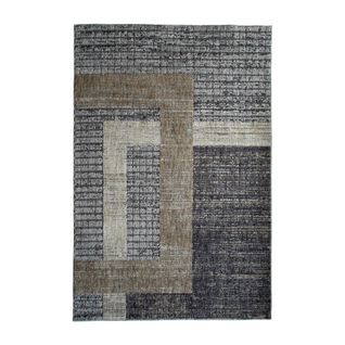 Tapis Recyclé Motif Croisement Gris Noir 120x170 - Recycle Croisement