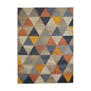Tapis Effet Laineux Motif Triangle Multicolore 133x170 - Ramine