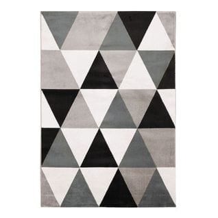 Tapis Toucher Laineux Motif Triangles Noir 150x220 - Tao Scandi