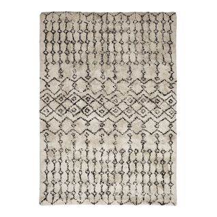 Tapis 100% Coton Recyclé Motifs Berbères Écru Naturel 160x230 - Berbere Tribal