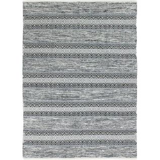 Tapis Terra - 160 X 230 Cm - Bande Ethno Blanc Et Noir