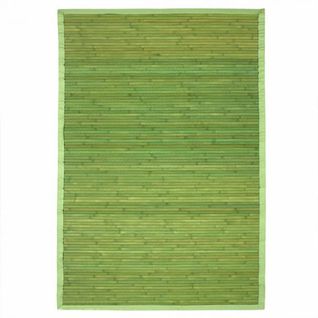 Tapis En Bambou Larges Lattes Et Ganse Vert 160x230 - Solo Bamboo