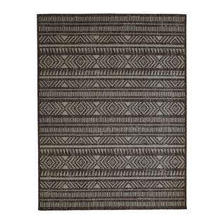 Tapis Intérieur-extérieur Aspect Jute Motif Ethnique Marron 195x275 - Terrain Ethnique