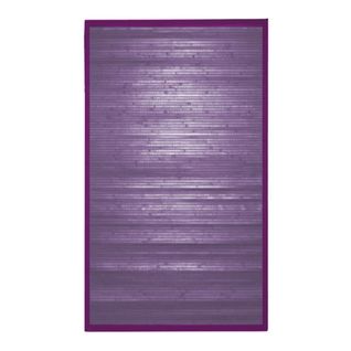 Tapis En Bambou Larges Lattes Et Ganse Violet 70x120 - Solo Bamboo