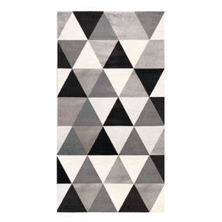Tapis Toucher Laineux Motif Triangles Noir 80x150 - Geo Scandi
