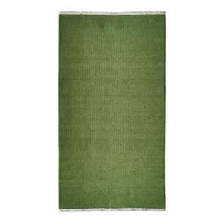 Tapis En Jute Et Coton Avec Franges Vert Foncé 80x150 - Essence