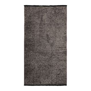 Tapis Tissé Plat Coton Noir Et Reflet Lumière Anthracite 80x150 - Milano