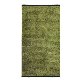 Tapis Tissé Plat Coton Noir Et Reflet Lumière Vert 80x150 - Milano