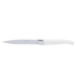 Couteau Stand Up Blanc Lame Micro Dentée 1.2 Mm Laguiole (lot De 6)