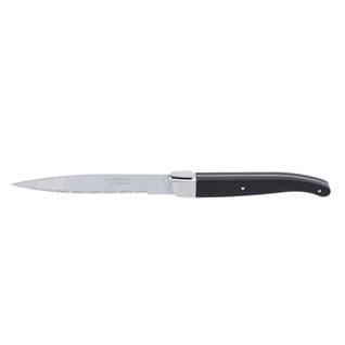 Couteau Stand Up Noir Lame Micro Dentée 1.2 Mm Laguiole (lot De 6)