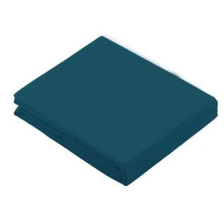 Drap Plat Uni En 100 % Coton - 180x290 Cm - Bleu Paon
