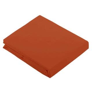 Drap Plat Uni En 100 % Coton - 180x290 Cm - Orange Corail