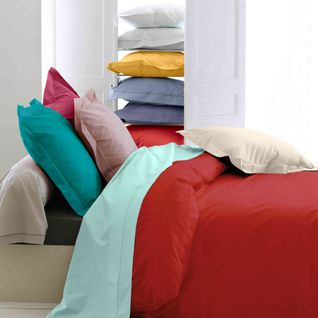 Housse De Couette Percale Made In France Rouge 200x200