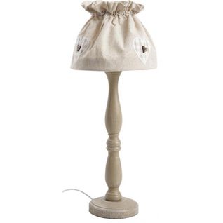 Lampe à Poser En Bois Et Coton Écru