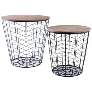 Tables D'appoint Rondes En Bois Et Métal (lot De 2)