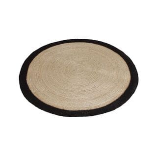 Tapis Rond Jute Naturelle Avec Bords Noirs Diamètre 120cm