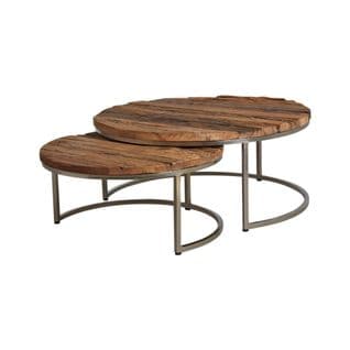 Tables Gigognes En Bois Massif Et Acier (lot De 2)