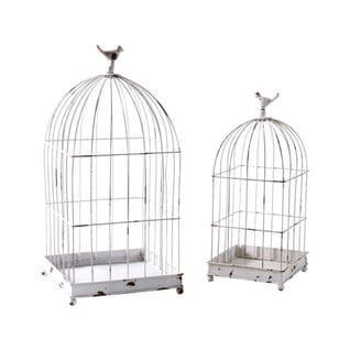 Cages En Métal Laqué Blanc Vieilli (lot De 2)