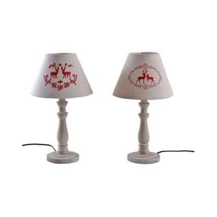 Lampe En Bois Et Brodés De Cerfs (lot De 2)