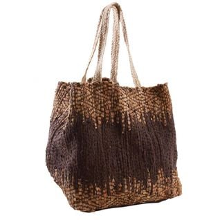 Sac De Rangement En Jute Et Cuir Marron