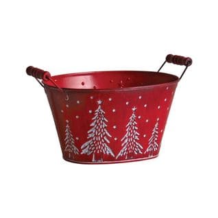 Corbeille En Métal Sapin De Noël 23 Cm Rouge