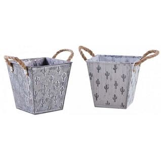 Corbeille Carrée En Métal Cactus (lot De 2)