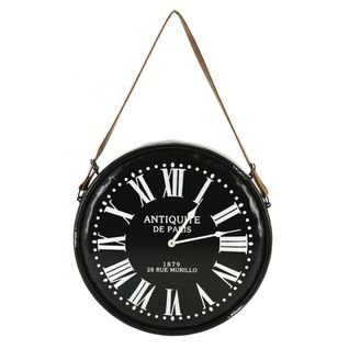 Horloge En Métal Noir Laqué Antiquités De Paris