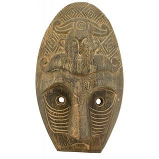 Masque Ethnique En Bois Patiné