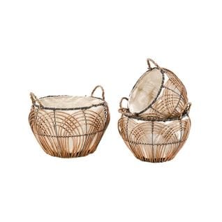 Corbeilles Rondes En Osier Art Déco(lot De 3)