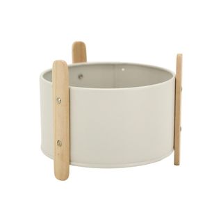 Cache-pot En Métal Laqué Et Bois 14.5 Cm