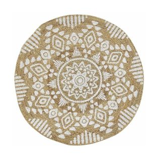 Tapis Rond En Jute Naturelle Motif Ethique