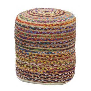 Pouf En Coton Et Jute Multicolore