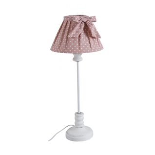 Lampe En Bois Et Coton à Pois Rose