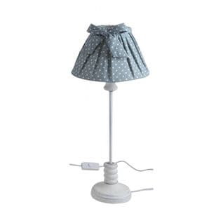 Lampe En Bois Et Coton à Pois Bleu