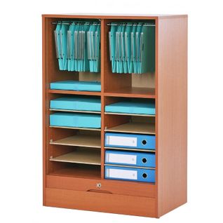 Classeur à Rideau Largeur 70 Cm Hauteur 140 Cm - Coloris: Merisier