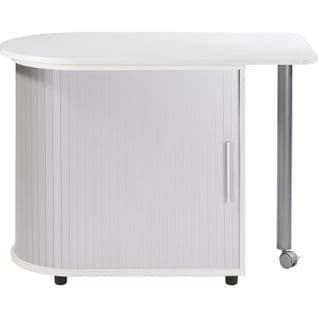 Bureau Informatique Blanc Et Table Pivotante - Coloris: Aluminium