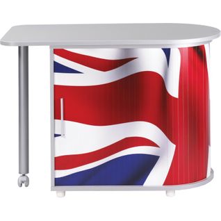 Bureau Informatique Alu Table Pivotante Et Rangement L 77 H 71.7 P 47 Cm - Drapeau Anglais 701