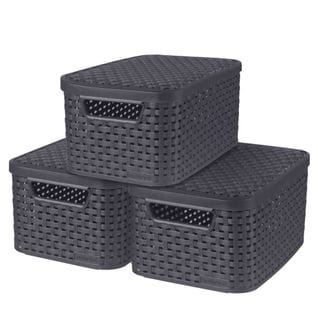 Boîtes De Rangement Style Avec Couvercle 3 PCs S 6 L Anthracite