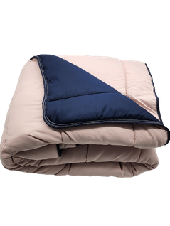 Couette Tempérée Bleu Marine/rose Pale - 2 Personnes 220x240 - Mi Saison